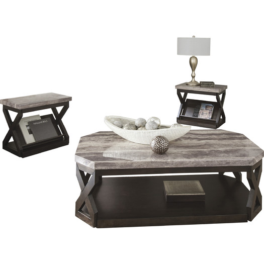 Radilyn 3 Piece Coffee Table Set with Faux Marble Top