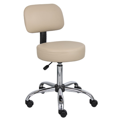 Soundview Adjustable Height Durable Caressoft Doctor's Stool with Back Cushion