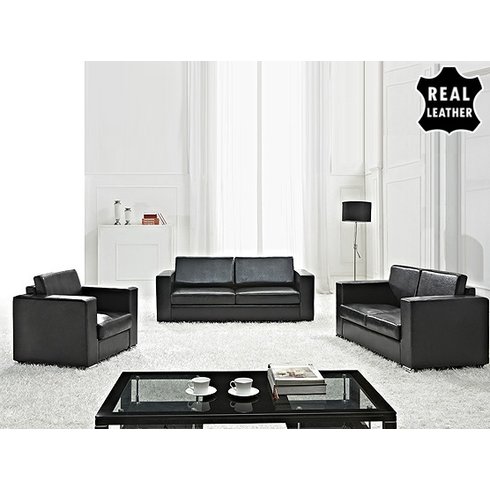 Mojokerto European 3 Piece Leather Living Room Set