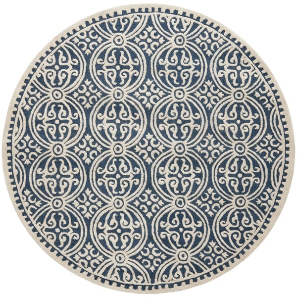 Safavieh Handmade Cambridge Moroccan Navy Blue/ Ivory Rug (9' Round)