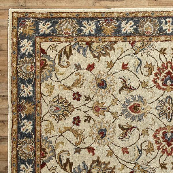 Hand tufted wool rug with Mughal inspired Oriental styling