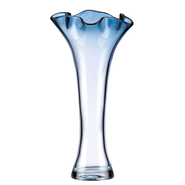 Blue Cylinder Ruffle Vase