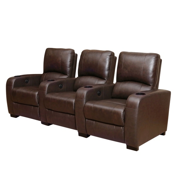 Abbyson Jackson Brown Leather Power Theater Recliners