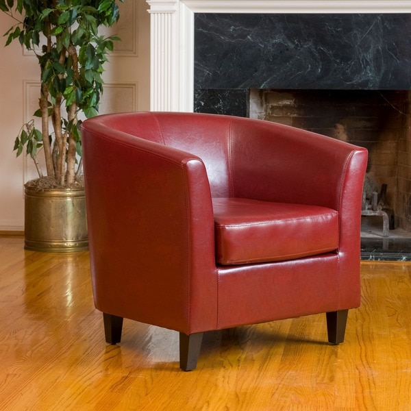 Oxblood Red Bonded Leather Tub Club Chair