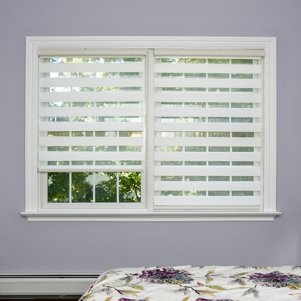 Duo-roller White Wood-look Window Shade