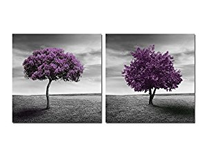 2pcs/set Elegant Purple Trees Pictures 