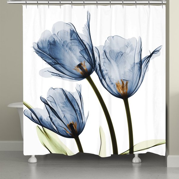 Laural Home X-Ray Blue Tulip Trio Shower Curtain