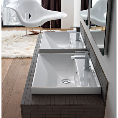 ML Ceramic Self Rimming Bathroom Sink with Overflow 