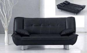 Hodedah Import Sofa Bed with Two Pillows, Black