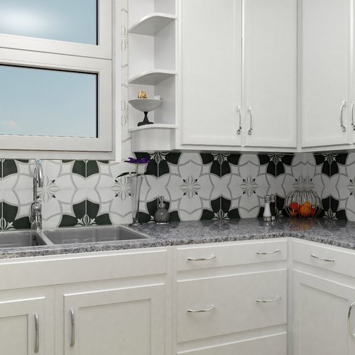 Forties Ceramic Floor and Wall Tile in Crest White and Gray