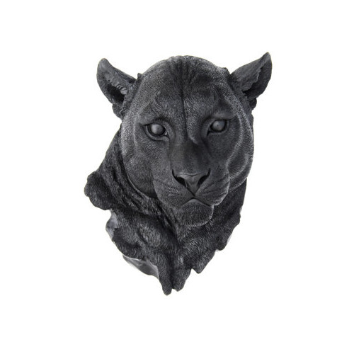 Lion Head Faux Taxidermy Wall DÃ©cor (Black)