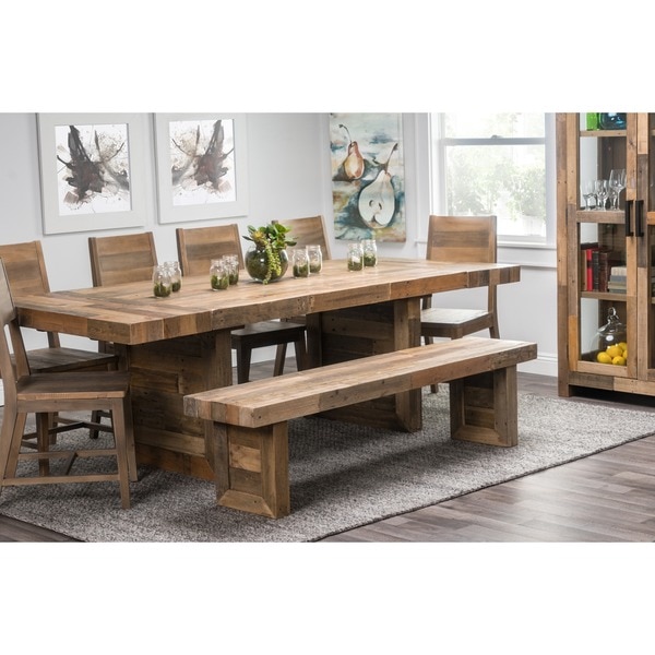 Kosas Home Hand-crafted Oscar Natural Extending 95-inch Recovered Shipping Pallets Dining Table