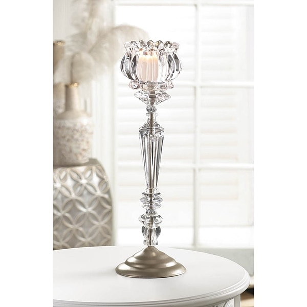 Elegant Crystal Flower Candlestick