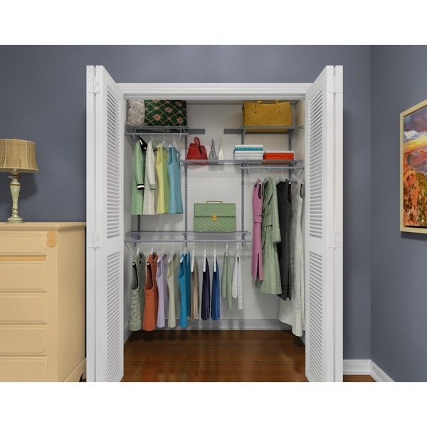 ClosetMaid ShelfTrack 4ft to 6ft Closet Organizer Kit, Satin Chrome