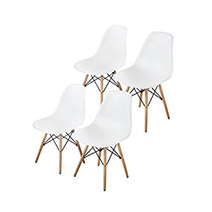  Dining Room Chairs - Eames Style Chair, White, Set of 4