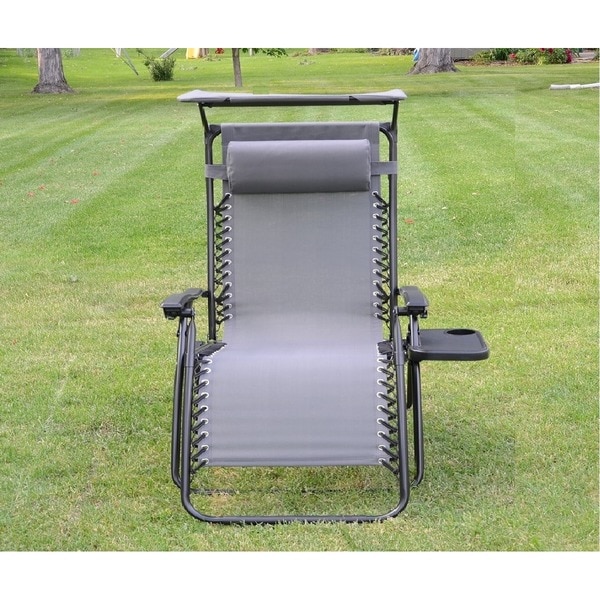 Deluxe Zero Gravity Chair with Canopy and Tray - Gray