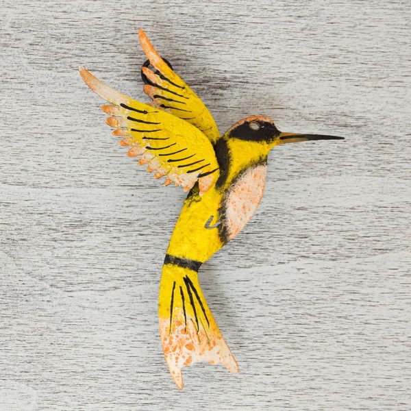 'Little Yellow Hummingbird' Wall Sculpture (Mexico)