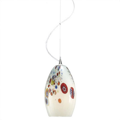 Mouthblown Murano Multicolored Speckled Light Pendant