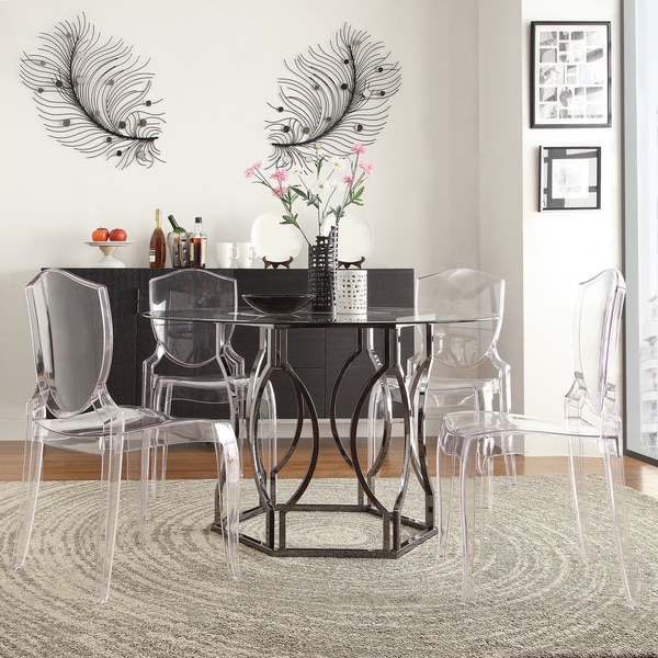 Concord Black Nickel Plated Round Glass Dining Table