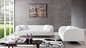  Leather Tufted Living Room Sofa Set 2 Piece