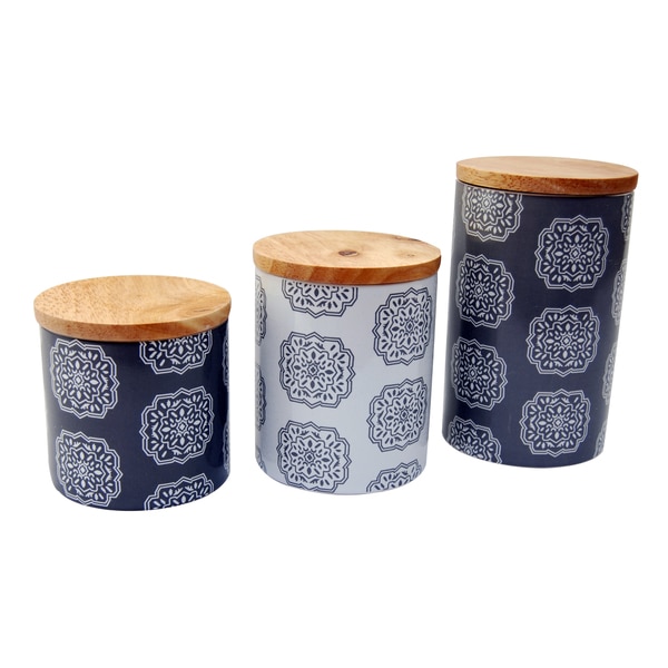 Le Chef Ceramic Storge Canisters, Navy/White 