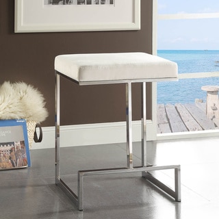 Backless Upholstered Stainless Steel 26-inch Counter Stool