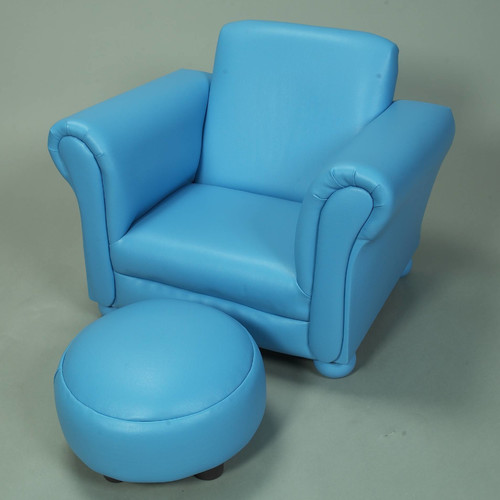 Upholstered Children's Faux Leather Club Chair and Ottoman