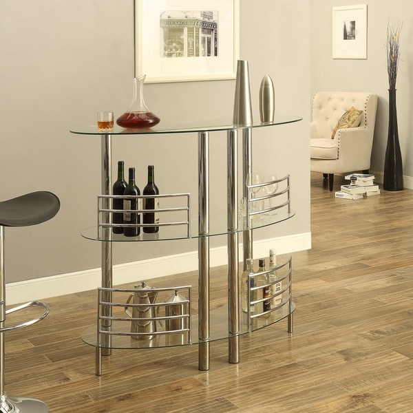Moser Bay Furniture Nickel Chrome and Glass Beverage Bar Table