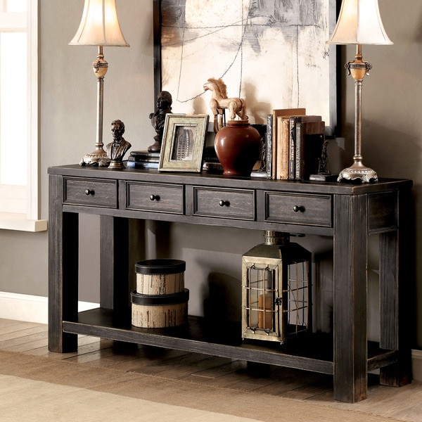 Furniture Of America Cosbin Bold, Primitive Black Sofa Table