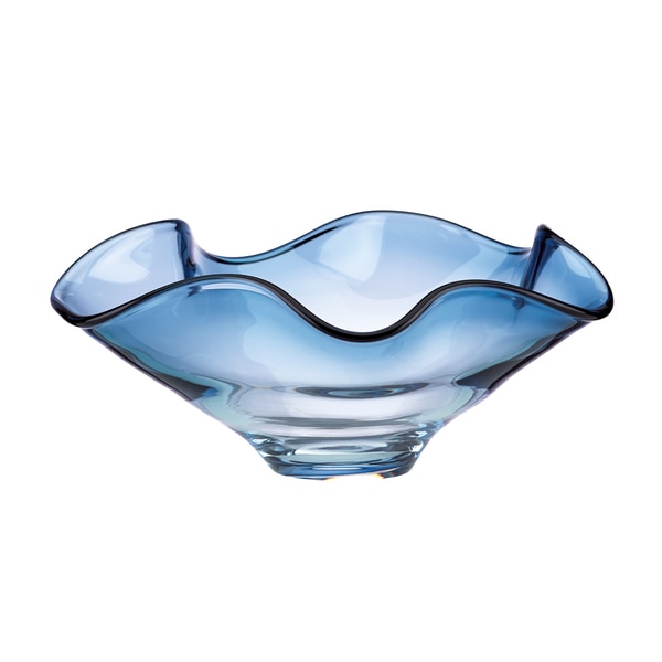 Lenox Organics Wave Low Blue Crystal Bowl