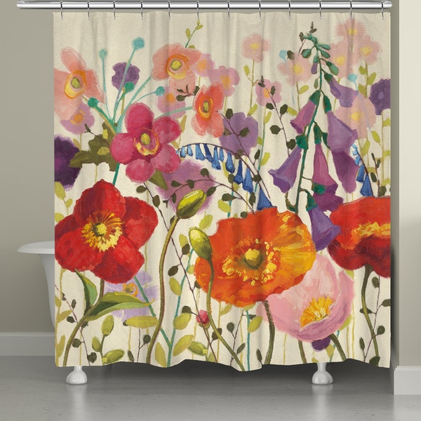 Laural Home Pink Meadow Shower Curtain