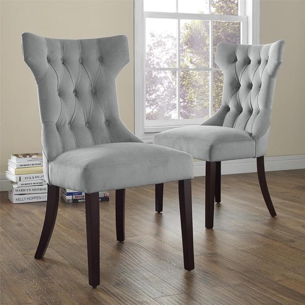 Avenue Greene Clairborne Grey Tufted Dining Chair (Set of 2)