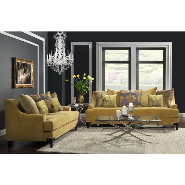 Furniture of America Visconti 2-piece Premium Fabric Sofa and Loveseat Set