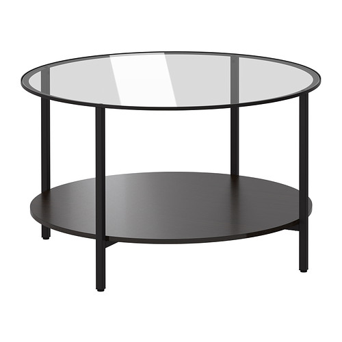 JITTSJO Coffee Table - glass with black brown frame