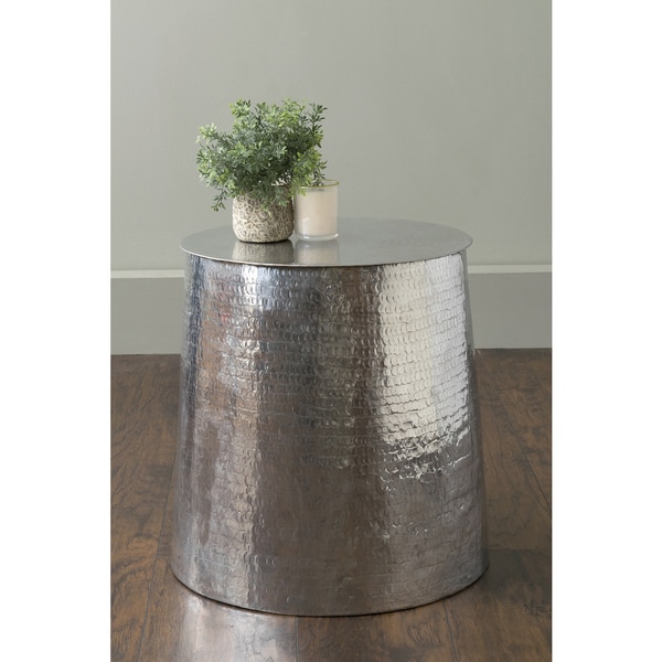 East At Main's Mabel Silver Aluminum Round Accent Table