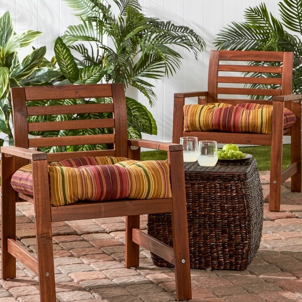 20-inch Outdoor Kinnabari Stripe Chair Cushion (Set of 2)