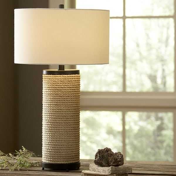 Nautically inspired Chatham Table Lamp with coiled rope embellishment