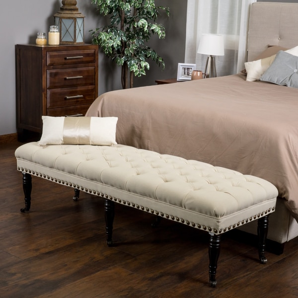 Hastings Tufted Fabric Ottoman Bench by Christopher Knight Home