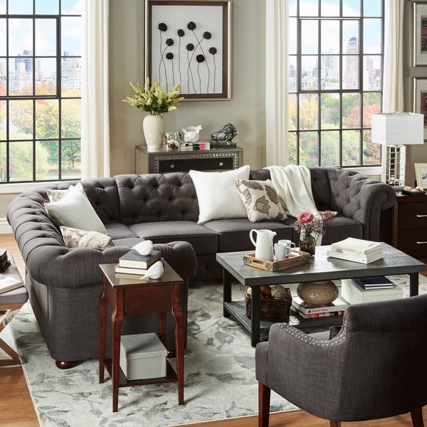  Chesterfield 6-seat L-shaped Sectional