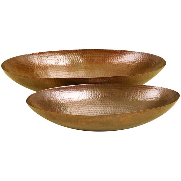 Brown Metal Oval Bowls (Set of 2)