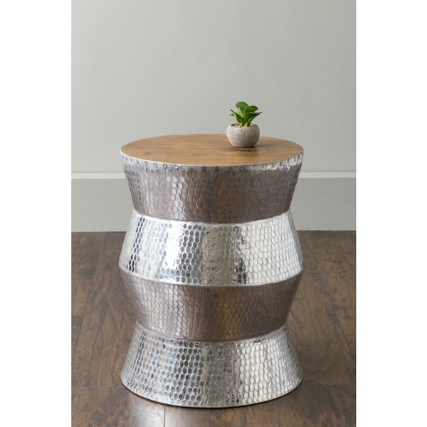 East At Main's Hardy Silver Round Transitional Aluminum Accent Table