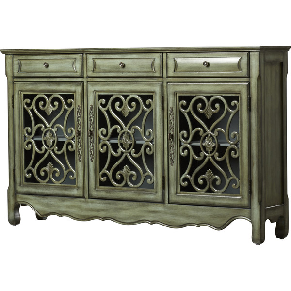 Accented rustic green sideboard 