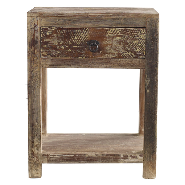 Reclaimed wood rustic end table 