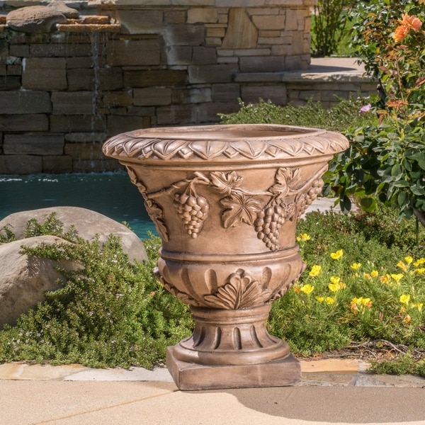 Roman 21-inch Light Brown Urn Planter