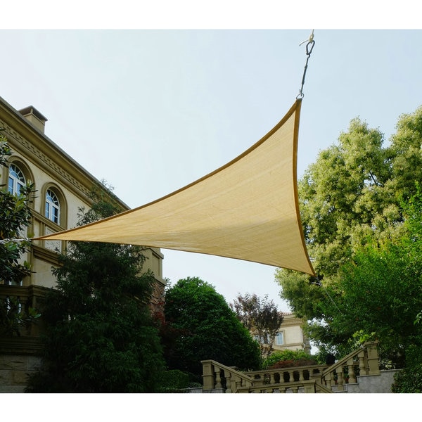 Cool Area Triangle 16 Foot 5 Inch Sun Shade Sail with Stainless Steel Hardware Kit