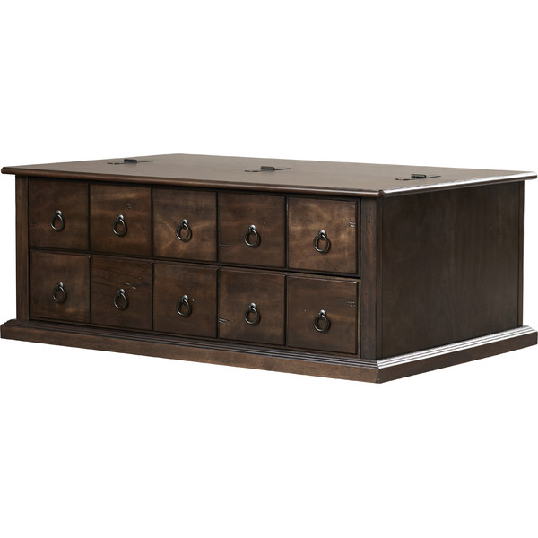 Morgan heavy solid wood coffee tab with ringed drawers