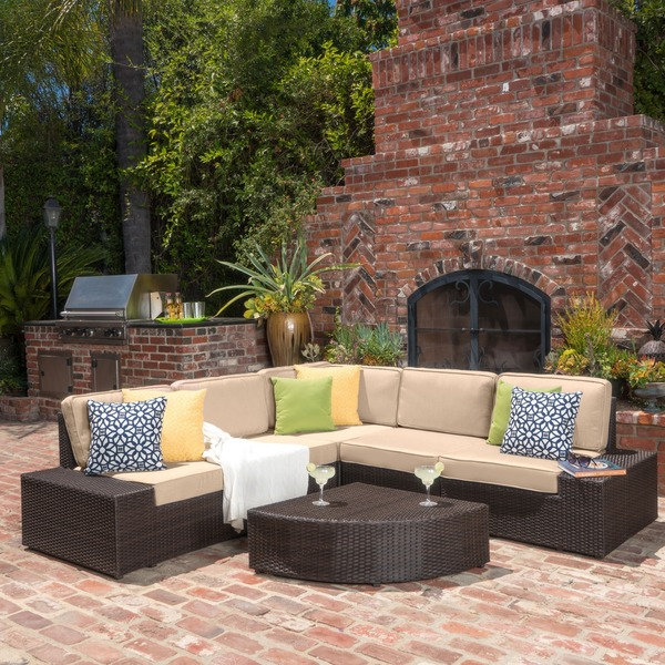 Santa Cruz Outdoor Brown Wicker Sofa Set 