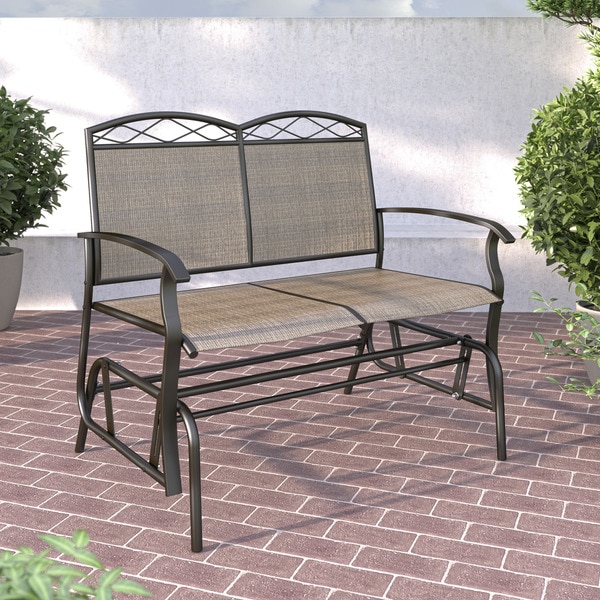 CorLiving PZT-325-G Speckled Brown Patio Double Glider