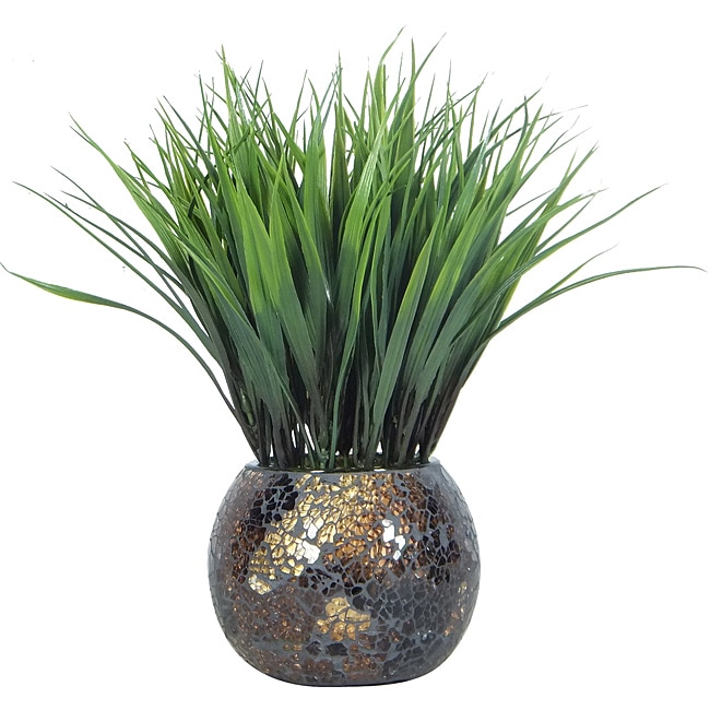  Grass in Brown and Gold Mosaic Container (Set of 2)