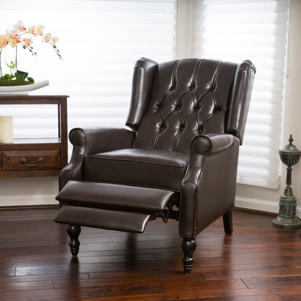 Walter Brown Bonded Leather Recliner Club Chair 